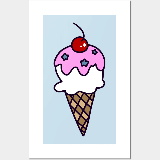 Cherry Icecream Cone Wall Art by saradaboru